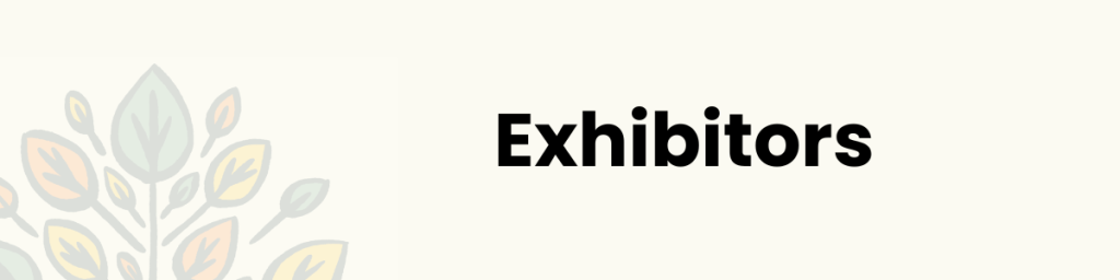 Exhibitors in black test on light colored background with conference watermark