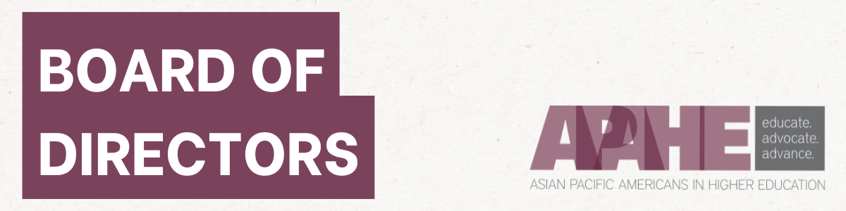 Banner image with a rice paper background and the text Board of Directors and the APAHE logo