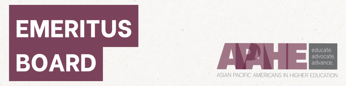 Banner image with a rice paper background and the text Emeritus Board and the APAHE logo